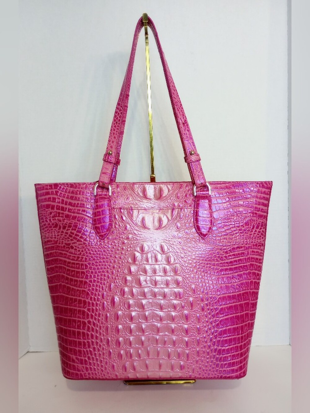 NWOT Brahmin Hibiscus 🌺 Ellen Tote, Crocodile Embossed Leather, Pink - Picture 2 of 14